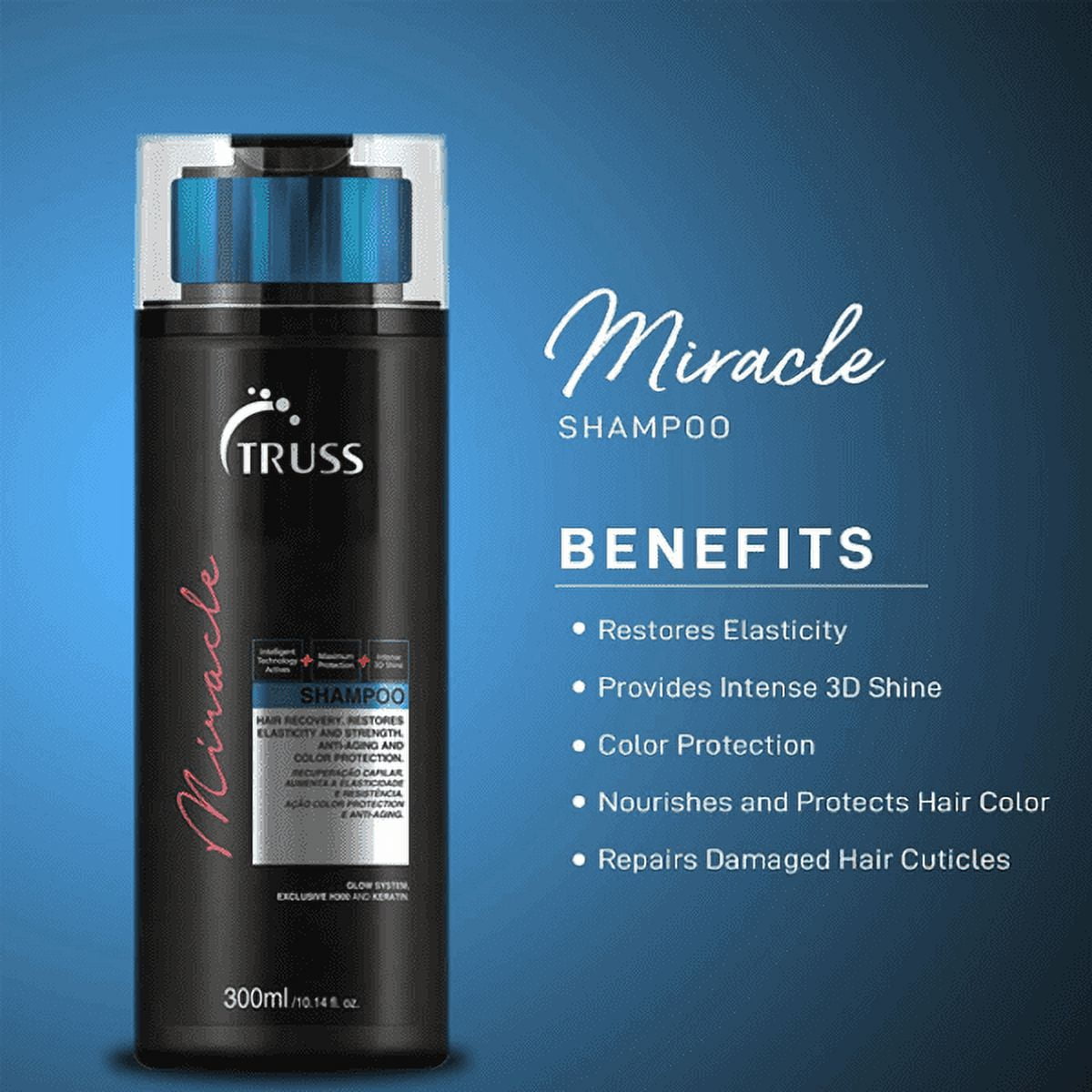 TRUSS Miracle Hair Shampoo, 10.14 oz, Anti-Aging & Color Protection with Keratin and Vitamin E, Restores Elasticity & Shine