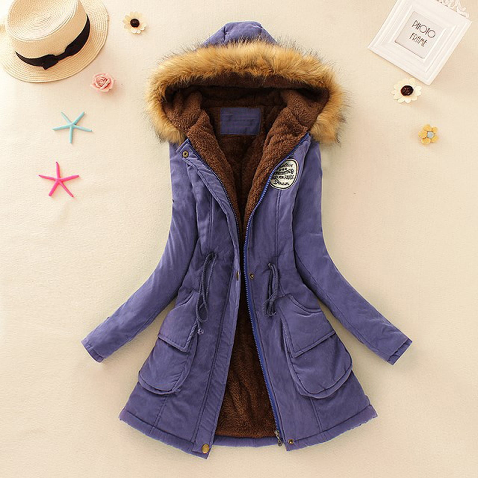 Women's Warm Thickened Overcoat Warm Trendy Winter Fleece Fashion Lined  Hooded Snow Coat Jacket Sk8 Zip : : Clothing, Shoes & Accessories