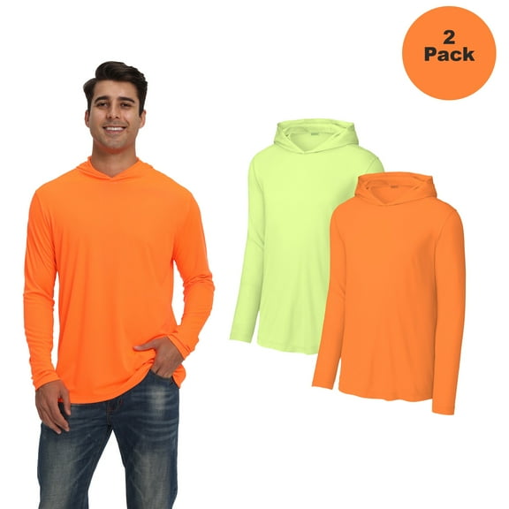 Zfeel High Visibility Men's Hoodie for Work | Safety Neon Orange & Yellow Hi Vis Pullover Hoodie, 2 Pack, S
