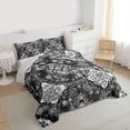 thumbnail image 3 of jejeloiu Retro Rustic Flower Queen Comforter Set,Gray Vintage Floral Bedding Comforter Set For Girls Reversible 3 Pieces, 3 of 8