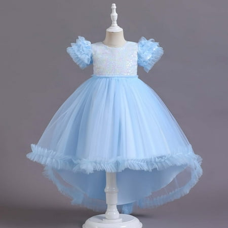 

TMOYZQ Baby Girls Sequin Tulle Tutu Princess Dress Kids A-line High-low Contrast Gauze Skirt Toddler Halloween Cosplay Masquerade Costume Christmas Birthday Party Fancy Outfits