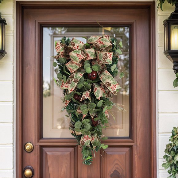 Rvkxad Simulation Bow Bells Wall Hanging Wreath, Christmas Door Hanging Decoration for , Holiday Wall Decor, Christmas Wreath