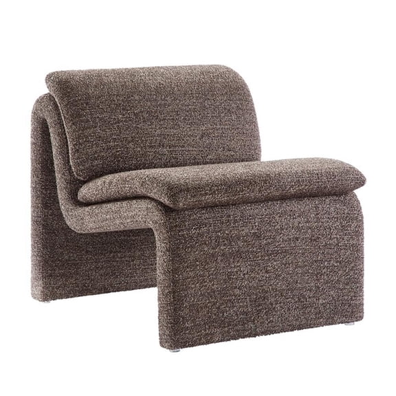 Maklaine Boucle Fabric Upholstered Armless Accent Chair in Antique