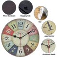 thumbnail image 4 of Reloj de pared retro vintage - Reloj silencioso de diseño industrial Péndulo de pared de madera moderno para dormitorio, cocina, baño, oficina, hotel, plateado, 4 of 5