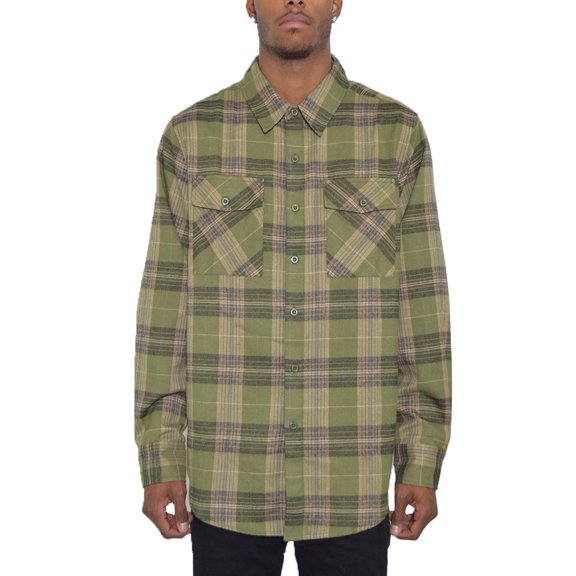 Flannel Shirts for Men, Long Sleeve Button Down Shirt Lightweight Plaid Brushed Casual