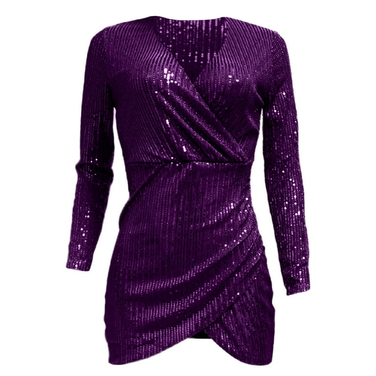 knee length dresses for ladies Carole Purple Floral Wrap Neck Puff Sleeve Skater Mini Dress – Get That  Trend main image 1