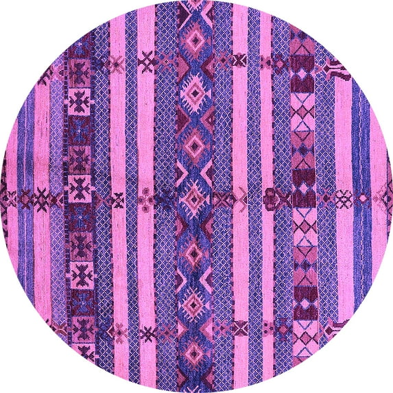 Ahgly Company Indoor Round Oriental Purple Industrial Area Rugs, 8' Round