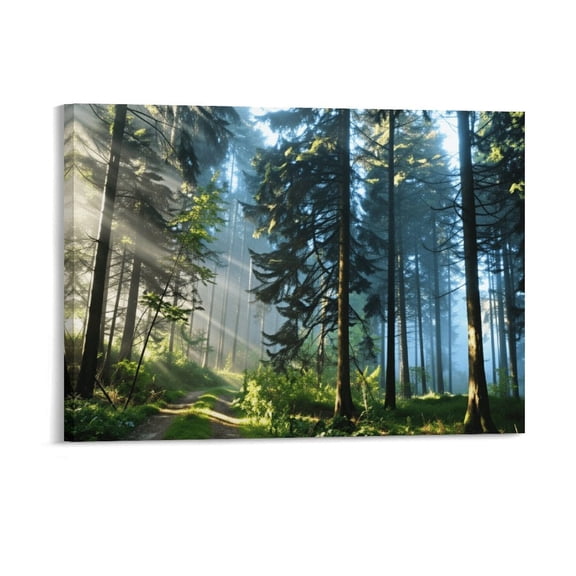 Soscooter Nature Tree Wall Art Canvas for Living Room, Forest Decor Aesthetic Vintage Posters & Prints, Bedroom Home Classroom Shelf Decor,16x12 inches