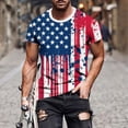 thumbnail image 3 of GUZOM Mens American Flag Print T-Shirt Patriotic 4th of July Graphic Tee Oversized Crew Neck USA Red White Blue Top,Size M, 3 of 5