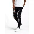thumbnail image 2 of Crysp Denim Men's Kurt Patch Stitching Distressed Rips Skinny Fit Jeans in Black (40, Black), 2 of 7