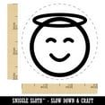 thumbnail image 2 of Angel Face Halo Emoticon Self-Inking Rubber Stamp Ink Stamper - Lime Green Ink - Small 3/4 Inch, 2 of 7