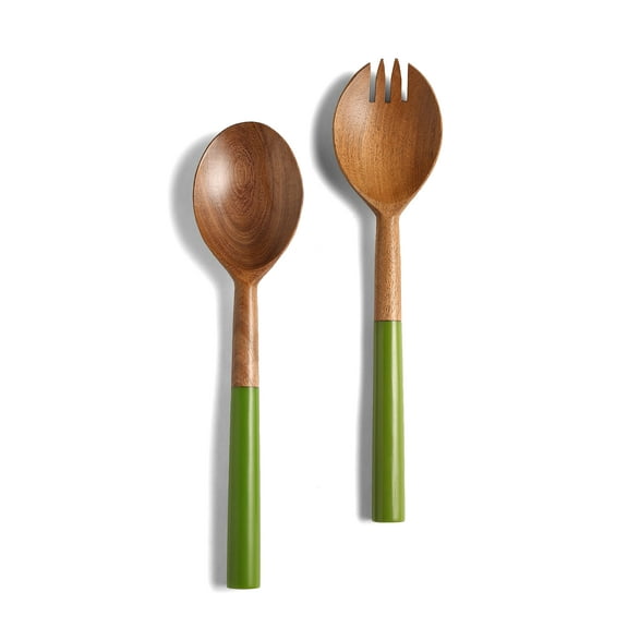 Yo Treasure Tiramisu Resin & Wood Green Salad Server Set