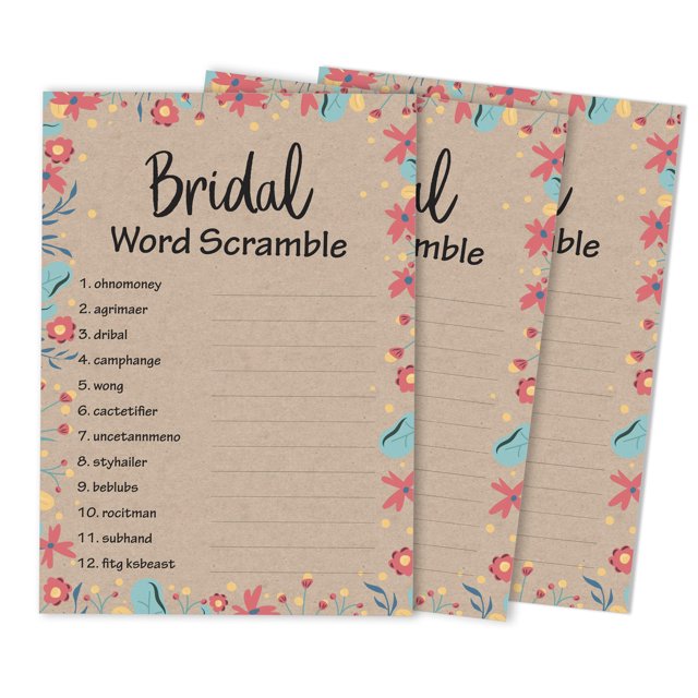 Inkdotpot Cartes de Douche Nuptiale Rustiques Kraft FloralParty Fournitures de Mariage Lot de 50