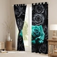 thumbnail image 3 of Black Teal Rose Curtains & Drapes Romantic Floral Curtains 30%-50% Blackout,Roses Window Curtains for Women Living Room,Couple Wedding Valentines Day Gifts Flower Curtains, 3 of 6