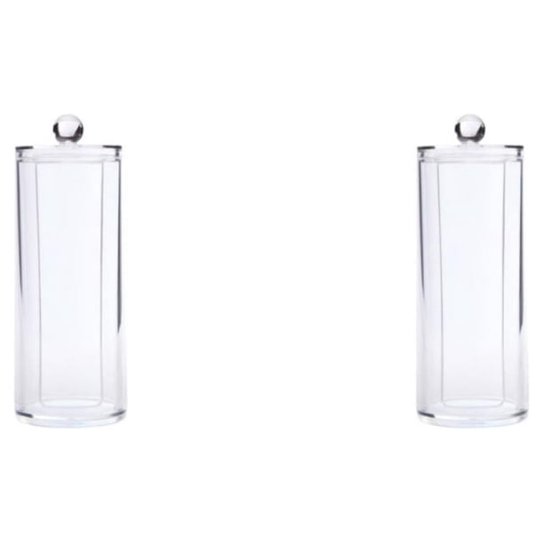 Monstrate Caja de hisopos, estuche para palos, soporte para joyas, tapa transparente, diseño práctico, organizador de maquillaje transparente, Transparente 2piezas