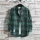 thumbnail image 3 of Camisa de manga larga a cuadros finos 2021 para hombre, camisa holgada de estilo coreano a la moda, ropa de trabajo informal para hombre, 3 of 4