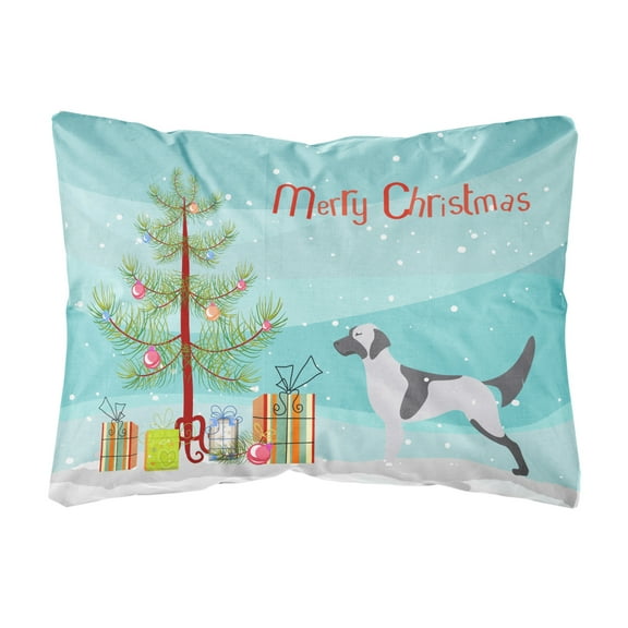 Carolines Treasures BB2899PW1216 English Setter Merry Christmas Tree Canvas Fabric Decorative Pillow, 12H x16W,