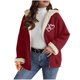 thumbnail image 2 of Ailaofu Women's Plus Rope Detail Oversized Hoodie Sherpa Zip Up Jacket, 2 of 7