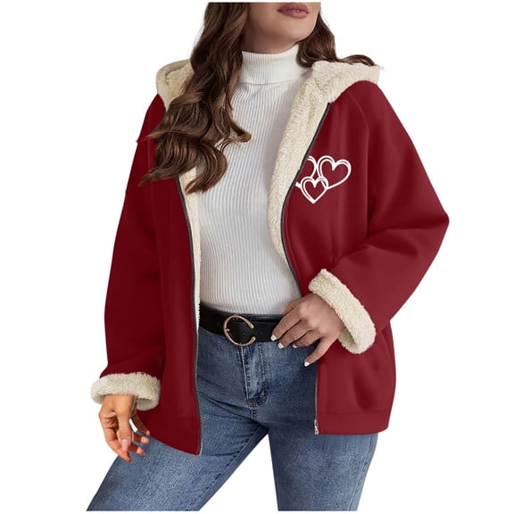 successthop Womens Winter Coat Oversized Fleece Jacket Hooded Long Sleeve Zipper Fall with Pockets Stylish Outwear