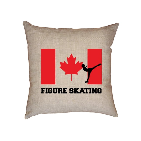 Canada Olympic - Figure Skating - Flag - Silhouette Decorative Linen Throw Cushion Pillow Case with Insert