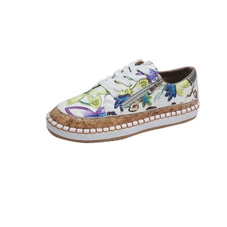 

KBKYBUYZ Ladies Shoes Lace-up Zipper Design Colorful Printed Platform Casual Sneakers