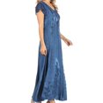 thumbnail image 4 of Sakkas Marni Women's Casual Maxi Short Sleeve Stonewashed Long Caftan Dress Lace - Navy - L/XL, 4 of 5