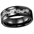 thumbnail image 5 of Wedding Rings for Men or Women. 8mm Black Tungsten Band Silver Gears Inlay, 5 of 7