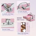 thumbnail image 4 of Makeup Train Case 8.85 Inch Portable Makeup Case Organizer Cosmetic Box Make Up Box Makeup Organizer Cosmetic Storage Cases with Locking Nail Kit Organizer Small Travel Case Mermaid Pink, 4 of 4