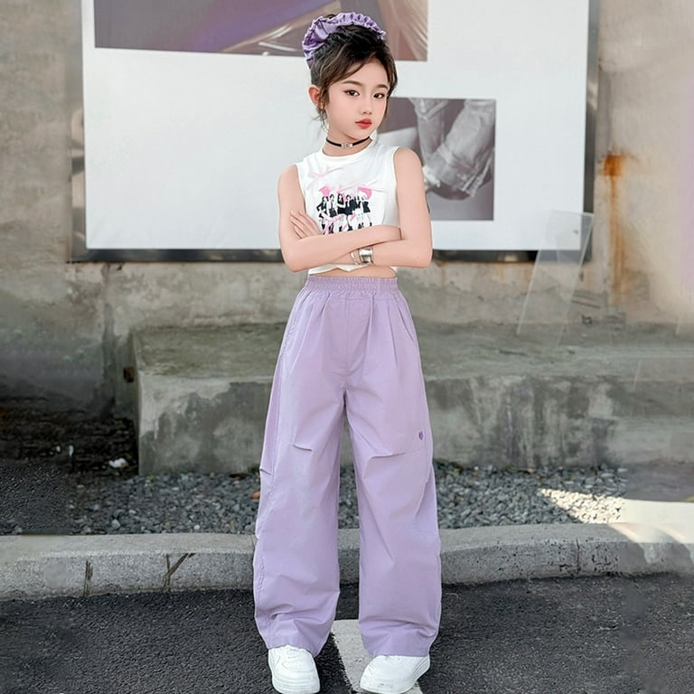 Gyexs Girls Uniform Pants Elastic Waist Drawstring Sweat Pants