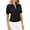 Black, variant on Women's Short Sleeve Sweater Spring Polo Shirts Ribbed Knit V Neck Business Casual Tops Summer Work Clothes