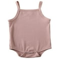 thumbnail image 1 of Newborn Baby Girl Clothes Halter Sleeveless Ribbed Knit Soild Color Jumpsuit Red 12-18 Months, 1 of 9
