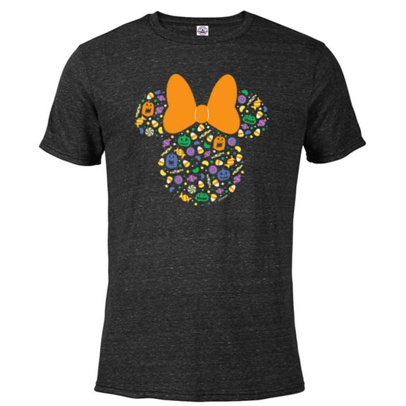Disney Minnie Mouse Halloween Head Icon Pumpkins and Candy - Short Sleeve Blended T-Shirt for Adults - Customized-Black Snow Heather