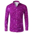 thumbnail image 3 of XIAOCHA Men's Sparkly Glitter Shirt Deep V Neck Long Sleeve Casual Tunic Eye Catching Glam Party Going Out Top, 3 of 4