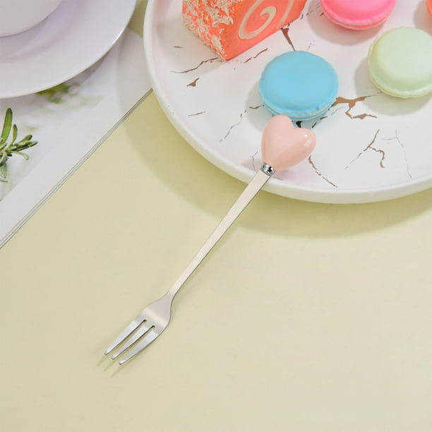 Juego de Tenedor y Cuchara con Mango de Corazón | Estilo Romántico Moderno | Acero Inoxidable | 2 Piezas, Rojo y Rosa