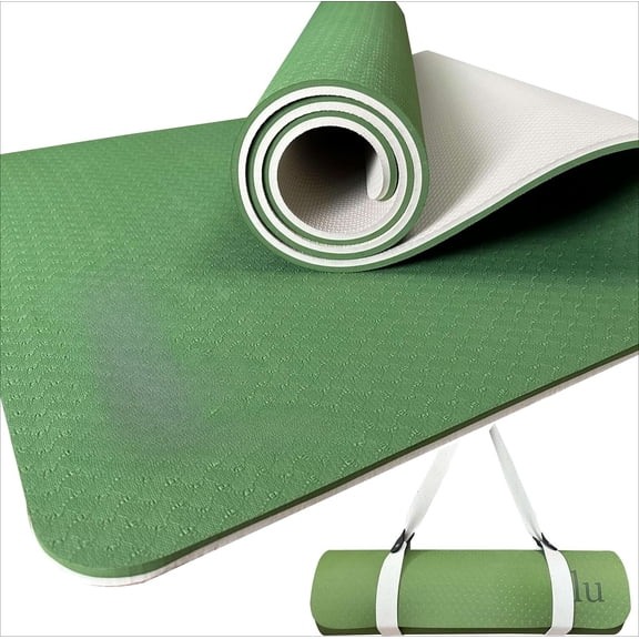 Extra Thick Exercise Yoga Mat with Strap - 2/5 Inch (10MM), Non-Slip Workout Mat for Yoga, Pilates, and Floor Exercises