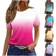 thumbnail image 5 of JSheng Women's Casual T-shirt Fashionable Gradient Color T-shirt With Round Neck And Short Sleeved Top Sky Blue XXXL, 5 of 5