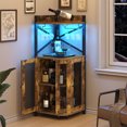 thumbnail image 4 of HAUXITIO 61" Corner Bar Cabinet with Power Outlet & LED Light,Industrial 4-Tier Wine Rack with Glass Holder,Farmhouse Liquor Storage Cabinet,Rustic Brown, 4 of 8