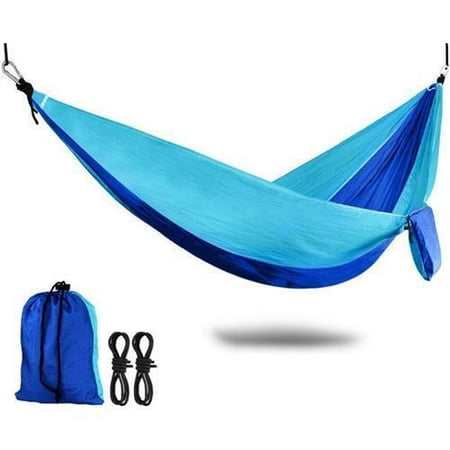 Active Authority X27-Blue/Sky blue Portable Hammocks Ultralight Nylon Parachute Hammock for Light Travel Backpacking Camping, Ropes & Steel Carabiners