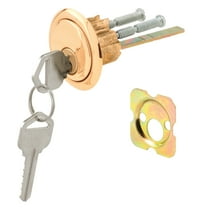 Prime-Line Rim Cylinder Lock, 3/4in. Hole Center, Diecast, Brass Plated, Kwikset