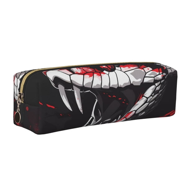 Disketp Fierce Red Viper Graphic Art Estuche de Lápices de Cuero con Cierre, Estuche Compacto para Papelería, Bolígrafos y Accesorios Pequeños