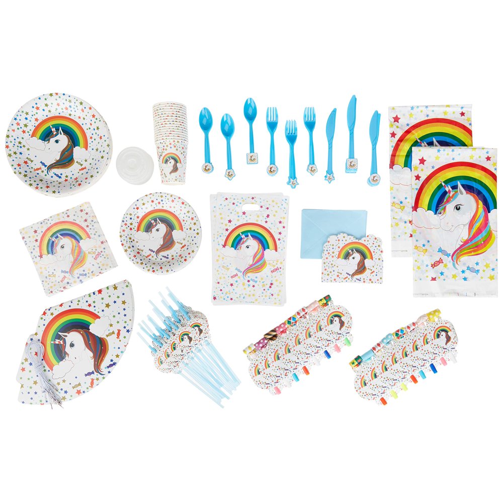 226 Piece Rainbow Unicorn Party Supplies with Tableware and Decorations
