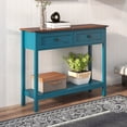 thumbnail image 6 of Farmhouse Style Console Table with 2 Drawer and Bottom Storage Shelf for Entryway, Rustic Side Table with Storage Drawer and Shelf for Living room, Hallway (Blue), 6 of 12