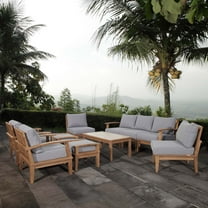 Modway Marina 10 Piece Outdoor Patio Teak Set in Natural Gray