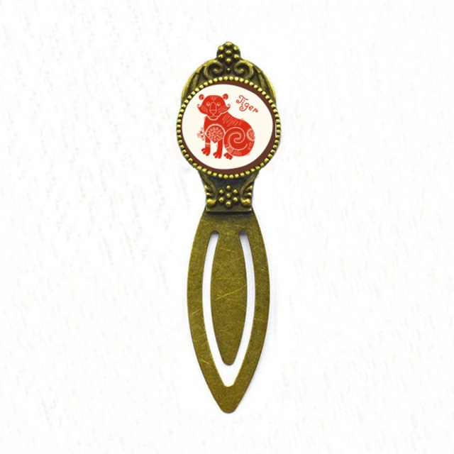 Year Of Tiger Animal China Zodiac Red Bookmark Retro Office Label Page Marker
