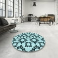 thumbnail image 3 of Ahgly Company Indoor Round Patterned Blue Jay Blue Area Rugs, 5' Round, 3 of 6