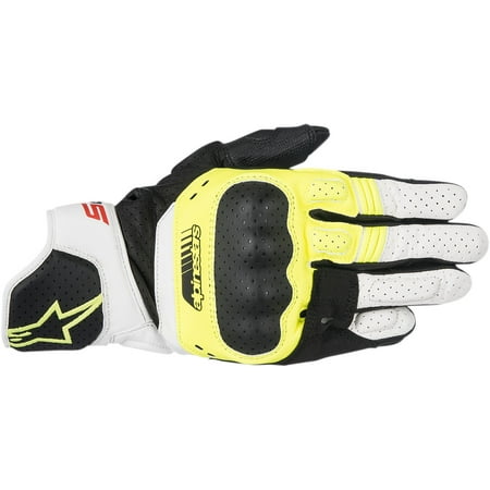 5 Small Leather - Alpinestars SP-5 Leather Gloves Small Black | Yellow | White