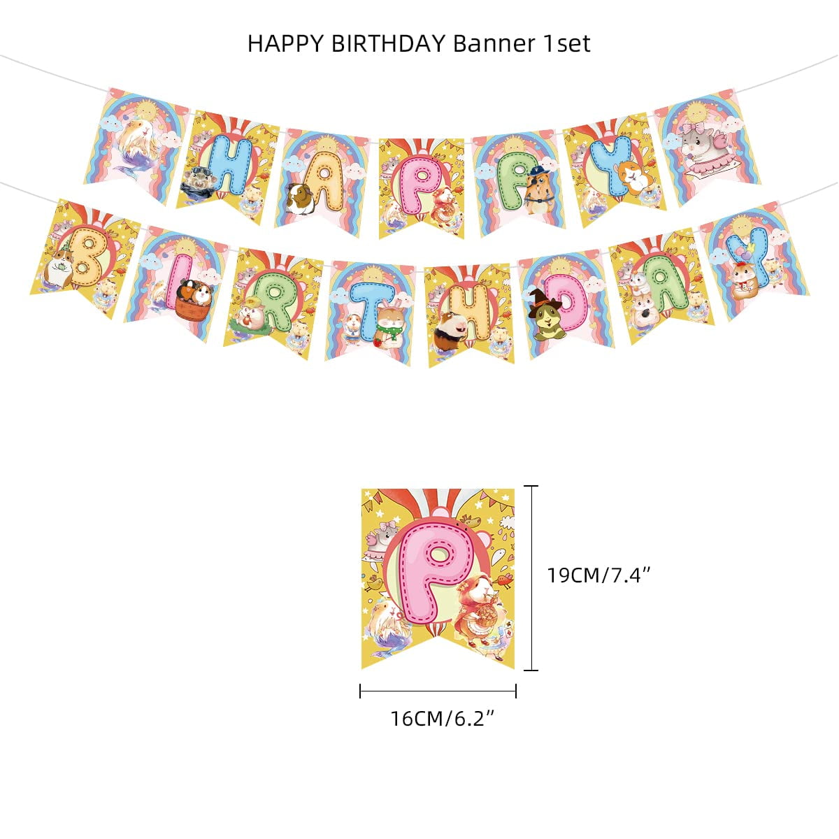  Guinea Pig Birthday Party Decorations Hamster Party Supplies  for Kids Include Happy Birthday Banner Kawaii Pui Pui Cartoon Decorations  ，Children Birthday Party Balloons Banners Cupcake Decorations : Toys & Games