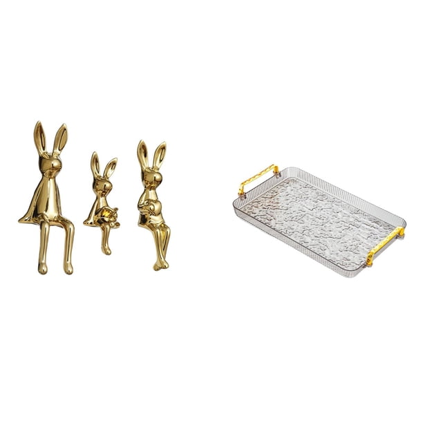Figuras De Familia De Conejos, Estatuas, Escritorio, Exhibición, Centro De Mesa, Adorno, Escultura De Animal, Gabinete, Estantería, Decoración, Plato De Postre, Mesa De Café, Bandeja Con
