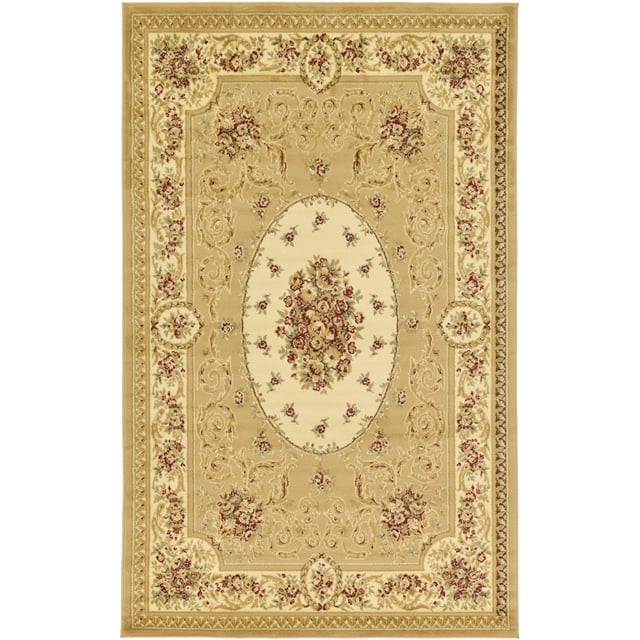 Unique Loom Versailles Collection Traditional Classic Medallion Motif Area Rug (5' 0 x 8' 0 Rectangular, Tan/ Ivory)