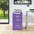 thumbnail image 3 of Pemberly Row 3-Drawers Locking Metal File Cabinet with Top Shelf in Purple, 3 of 10